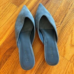 Madewell Blue Suede Kitten Heel Mules